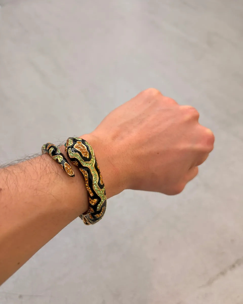Roberto Cavalli Black Metal Snake Rhinestone Bracelet vIvuHAh 0