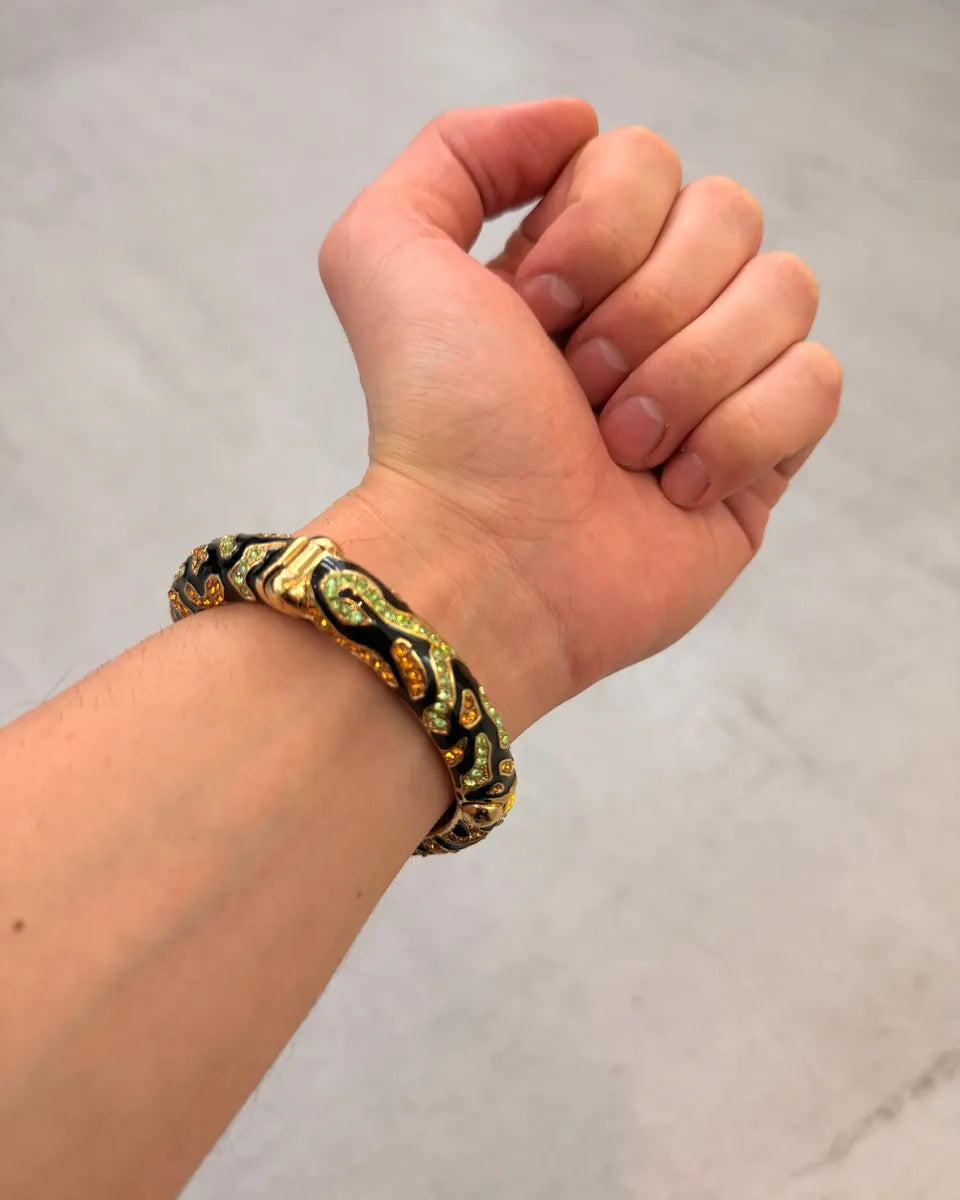 Roberto Cavalli Black Metal Snake Rhinestone Bracelet vIvuHAh 1