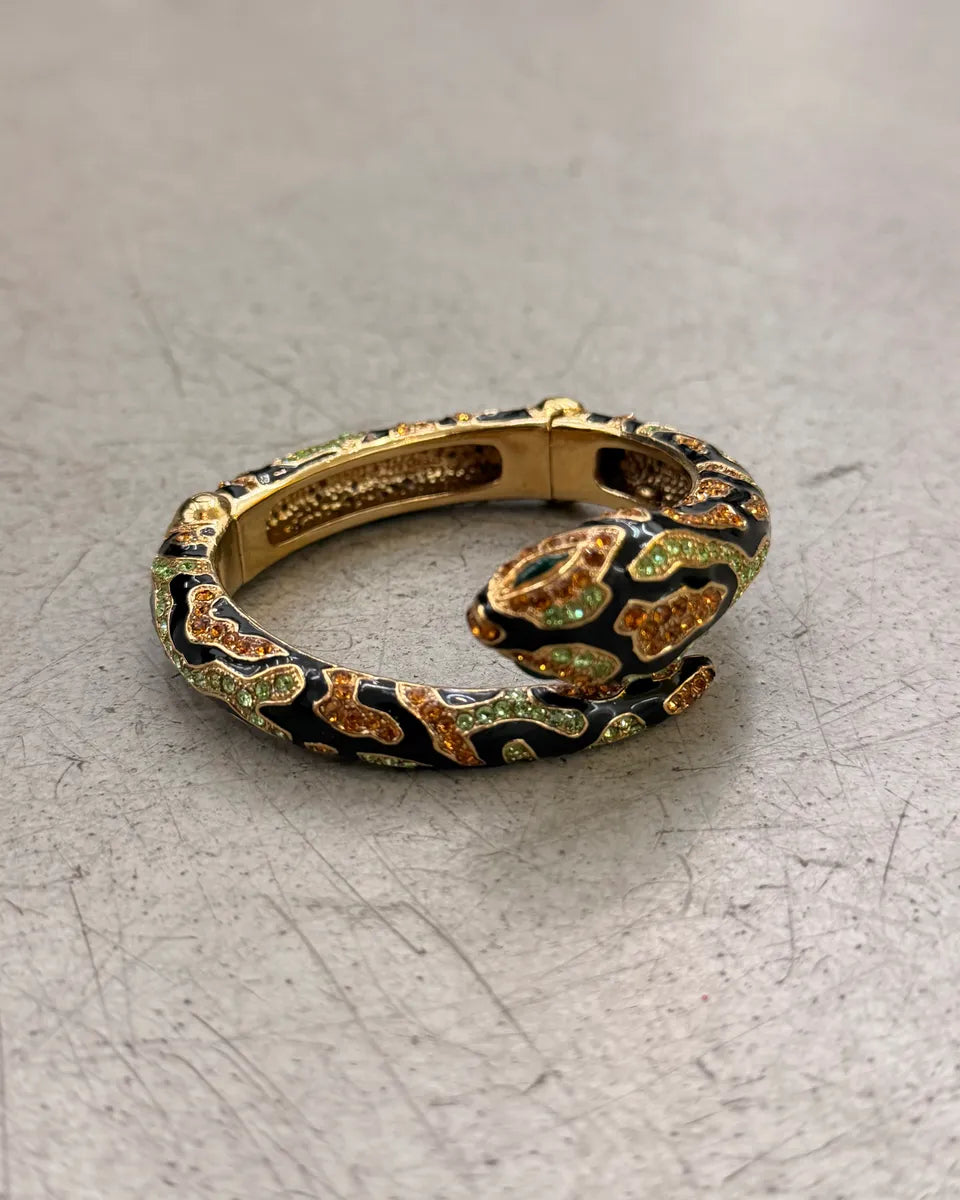 Roberto Cavalli Black Metal Snake Rhinestone Bracelet vIvuHAh 2