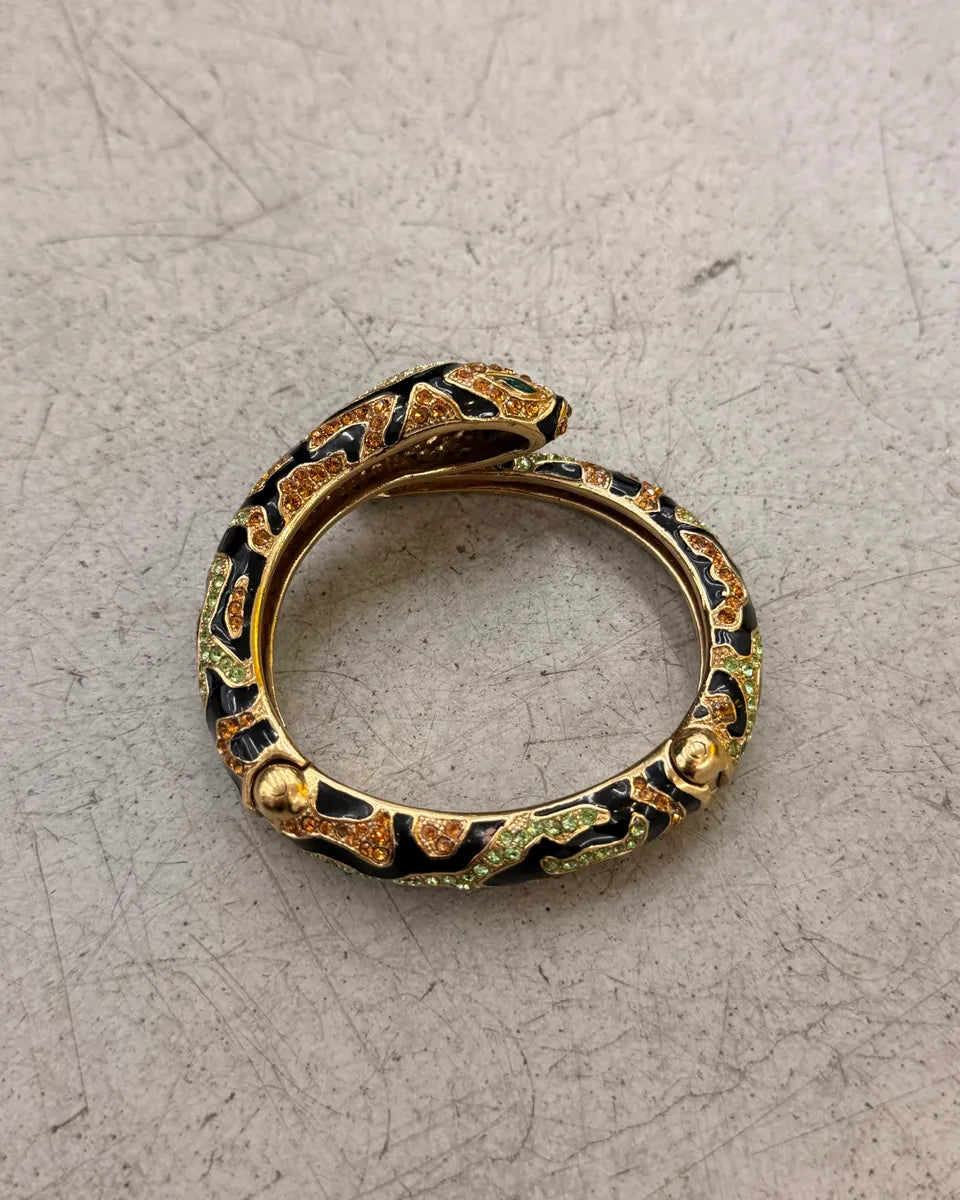 Roberto Cavalli Black Metal Snake Rhinestone Bracelet vIvuHAh 5