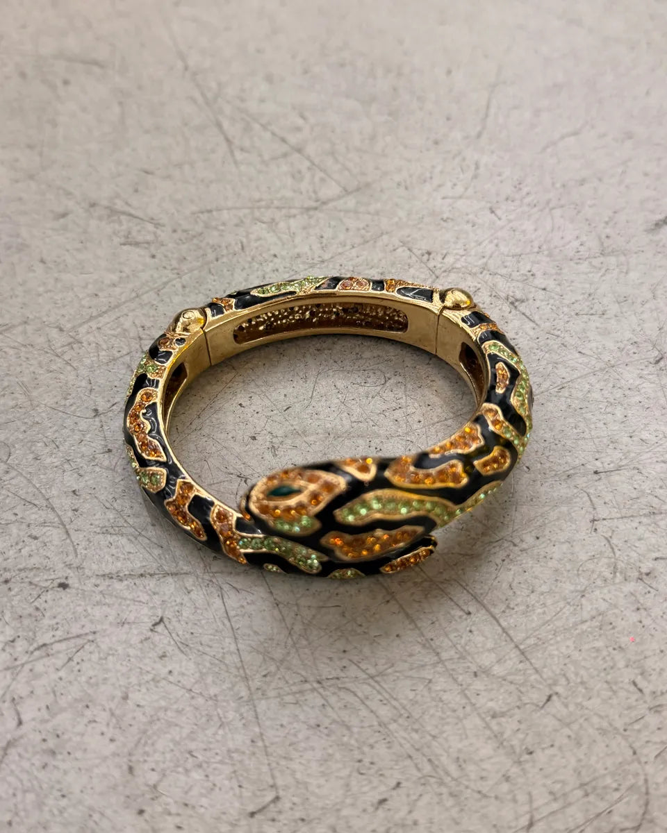 Roberto Cavalli Black Metal Snake Rhinestone Bracelet vIvuHAh 6