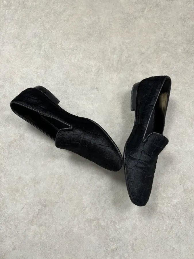 Roberto Cavalli Black Pony Hair Crocodile Embossed Loafers RuyPtqS 5