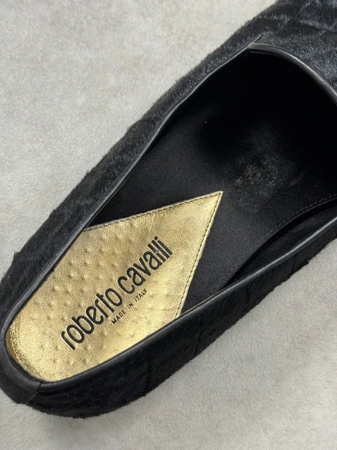 Roberto Cavalli Black Pony Hair Crocodile Embossed Loafers RuyPtqS 10