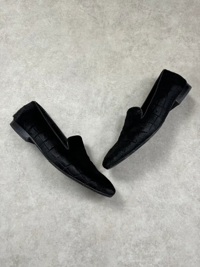 Roberto Cavalli Black Pony Hair Crocodile Embossed Loafers RuyPtqS 3