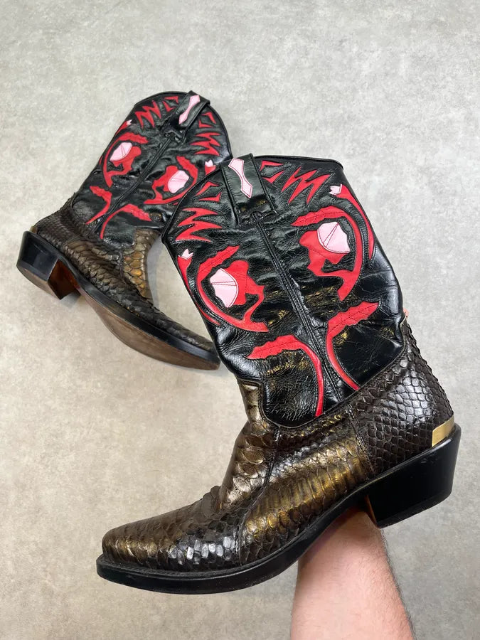 Roberto Cavalli Black Python Embroidered Western Santiag Boots iLzbNzV 0