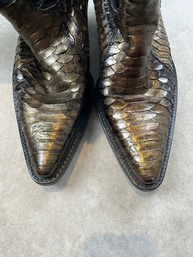 Roberto Cavalli Black Python Embroidered Western Santiag Boots iLzbNzV 4