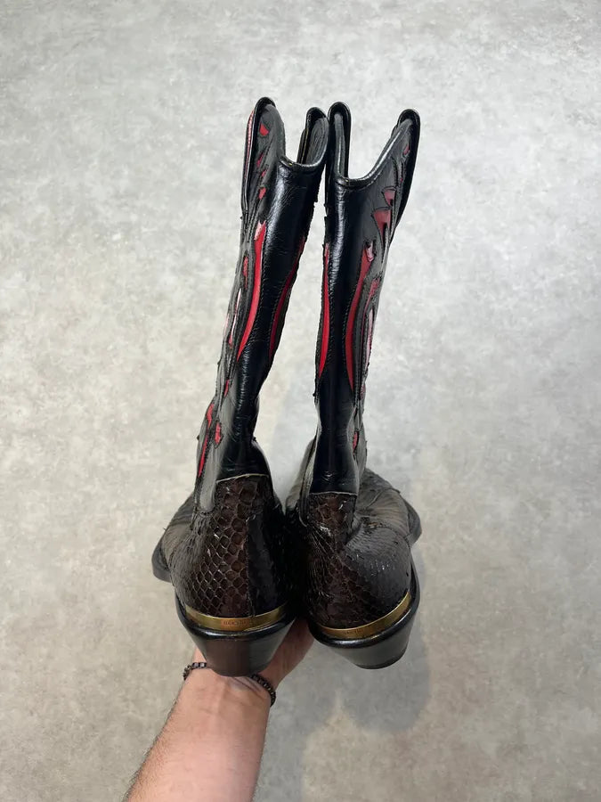 Roberto Cavalli Black Python Embroidered Western Santiag Boots iLzbNzV 5