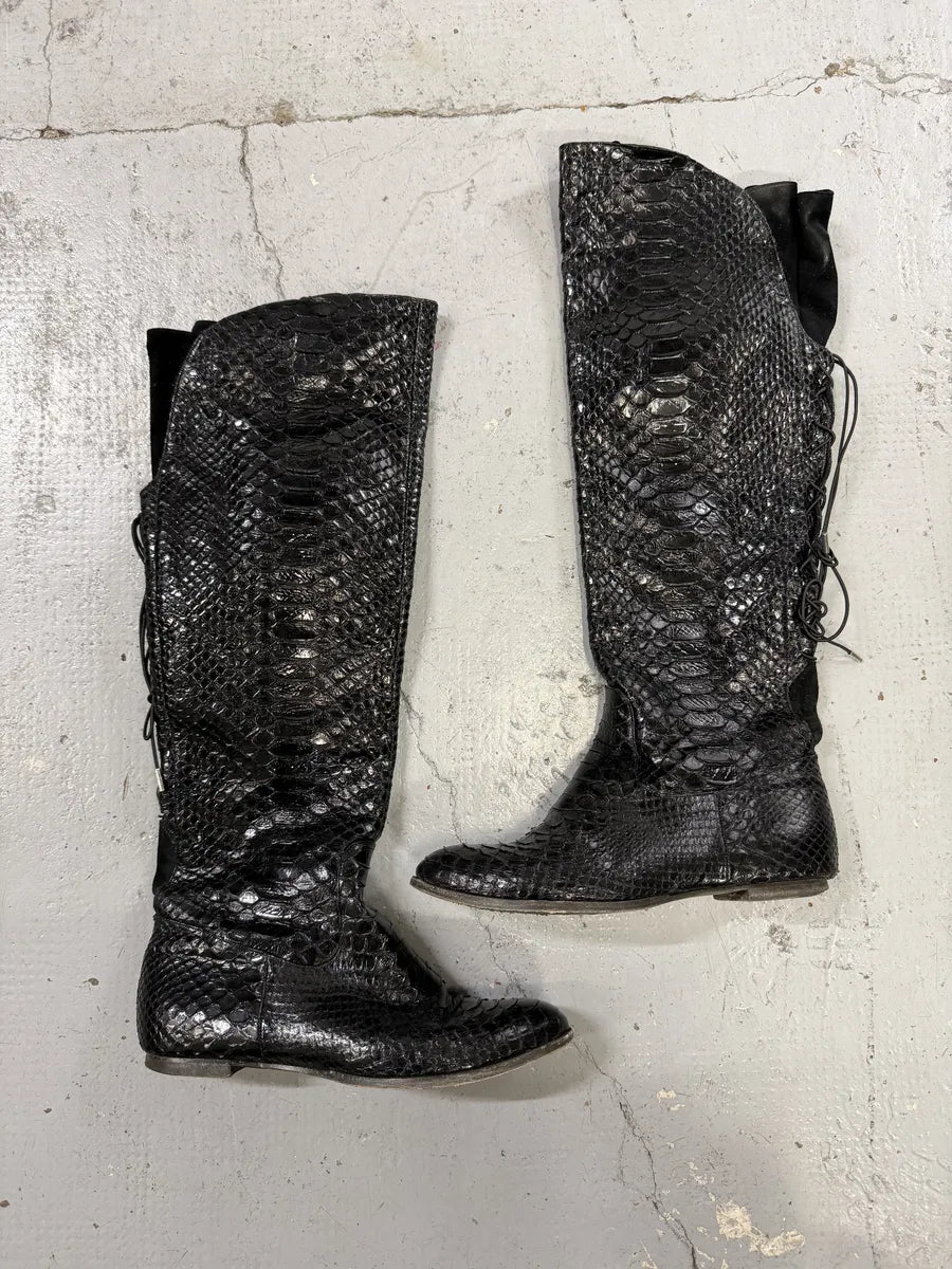 Roberto Cavalli Black Python Leather Ankle Boots zTxxHKJ 1