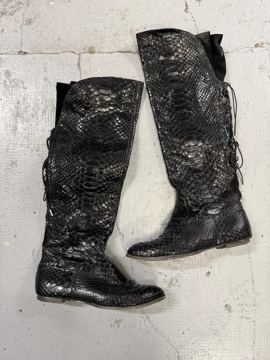 Roberto Cavalli Black Python Leather Ankle Boots zTxxHKJ 3