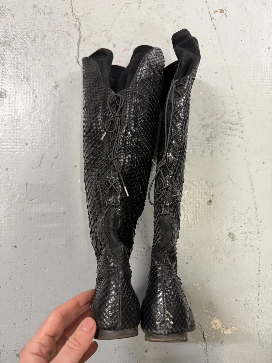 Roberto Cavalli Black Python Leather Ankle Boots zTxxHKJ 4