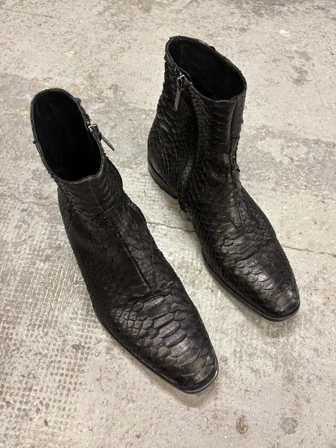 Roberto Cavalli Black Python Leather Boots ZOJySSP 3