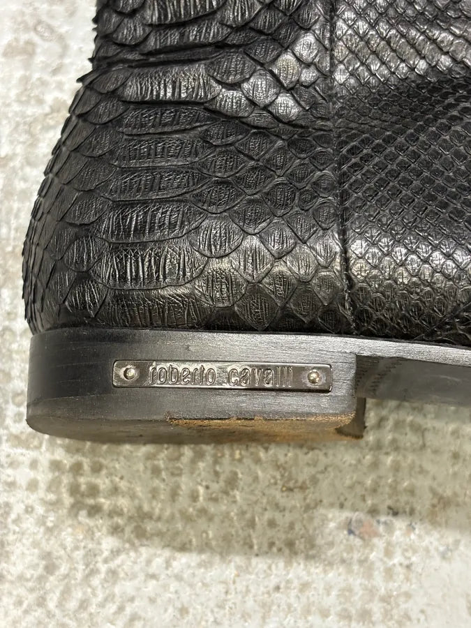 Roberto Cavalli Black Python Leather Boots ZOJySSP 7