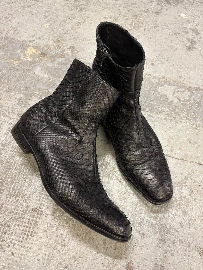 Roberto Cavalli Black Python Leather Boots ZOJySSP 4