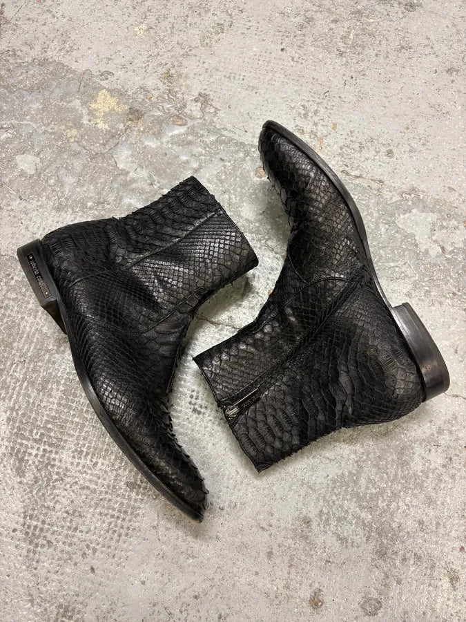 Roberto Cavalli Black Python Leather Boots ZOJySSP 5