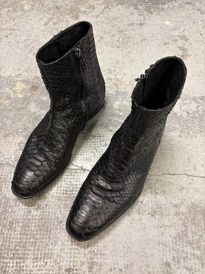 Roberto Cavalli Black Python Leather Boots ZOJySSP 2