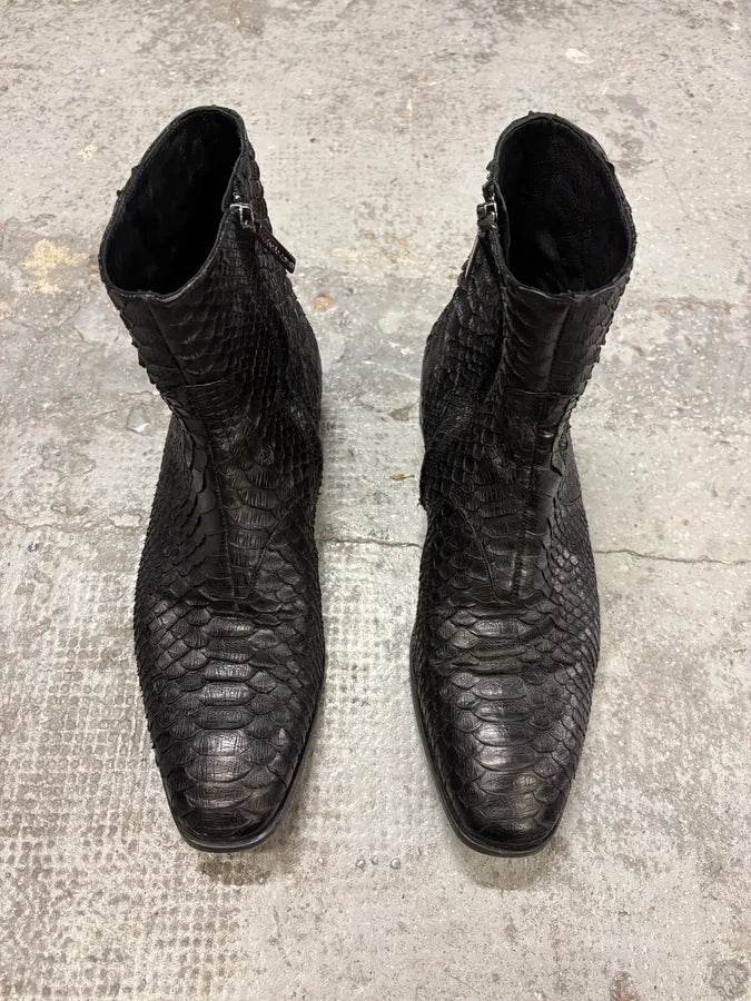 Roberto Cavalli Black Python Leather Boots ZOJySSP 1