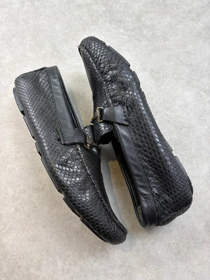 Roberto Cavalli Black Python Leather Horsebit Loafers WIZXuyT 4