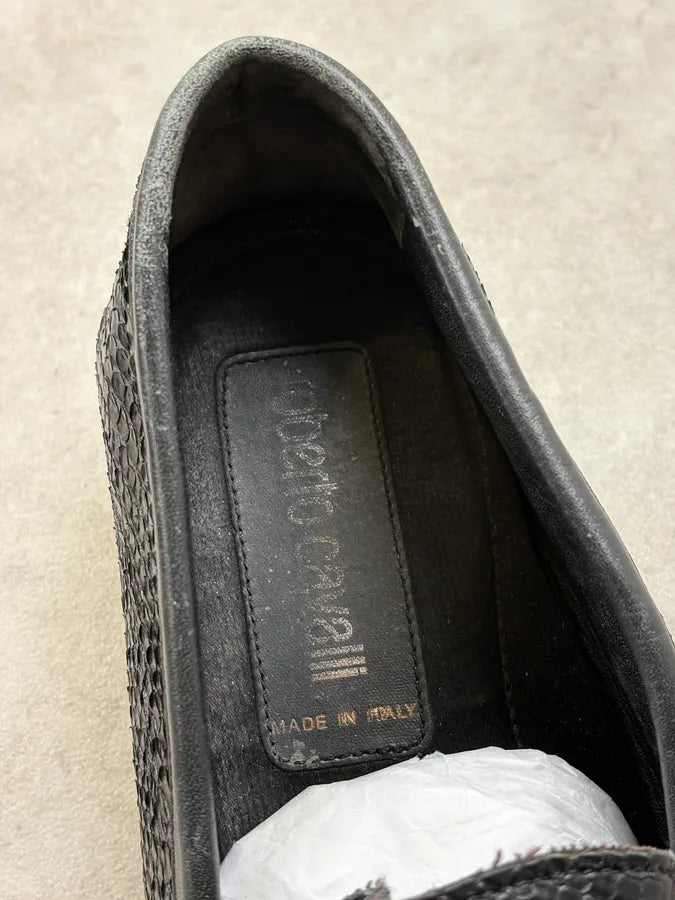 Roberto Cavalli Black Python Leather Horsebit Loafers WIZXuyT 8