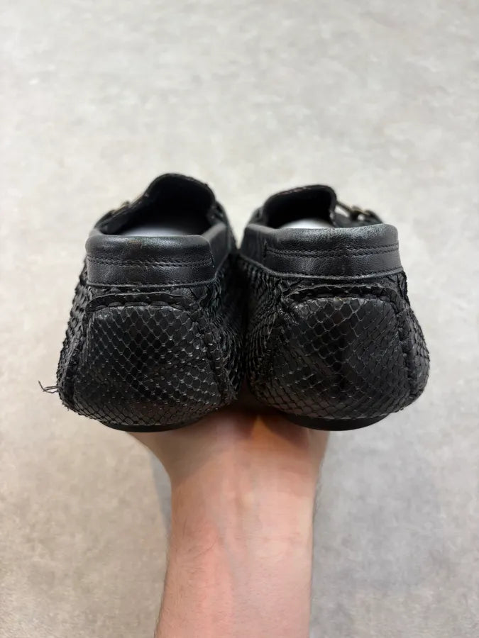 Roberto Cavalli Black Python Leather Horsebit Loafers WIZXuyT 5