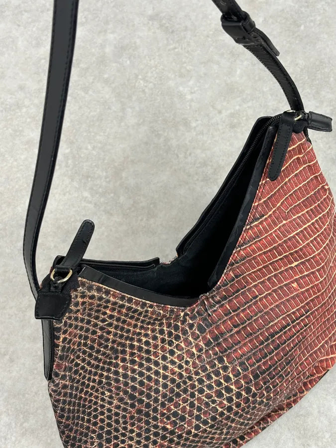 Roberto Cavalli Black Red Gradient Snakeskin Effect Hobo Bag  UqeCtHc 12