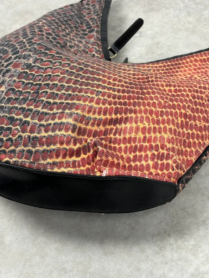 Roberto Cavalli Black Red Gradient Snakeskin Effect Hobo Bag  UqeCtHc 7
