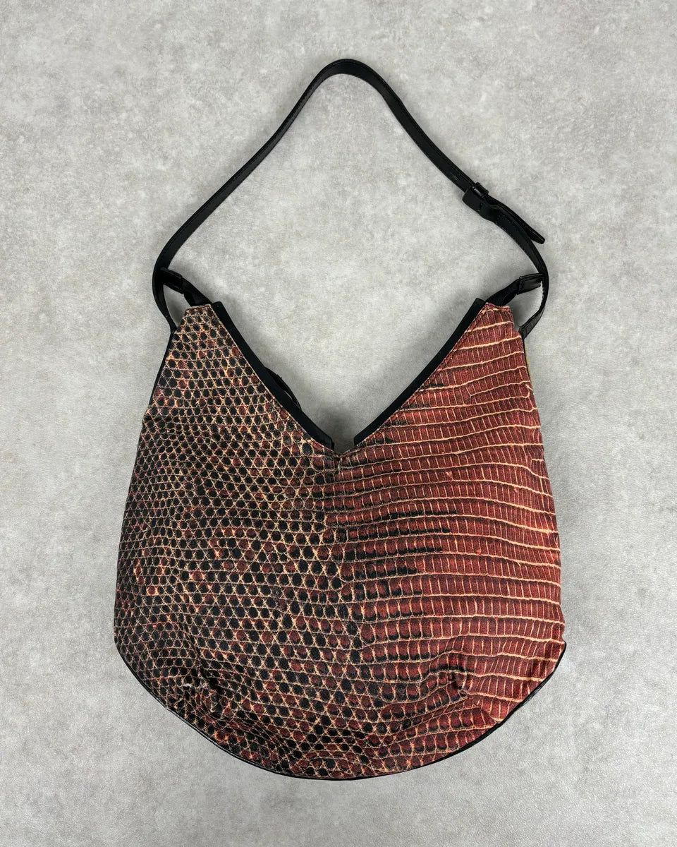 Roberto Cavalli Black Red Gradient Snakeskin Effect Hobo Bag  UqeCtHc 0