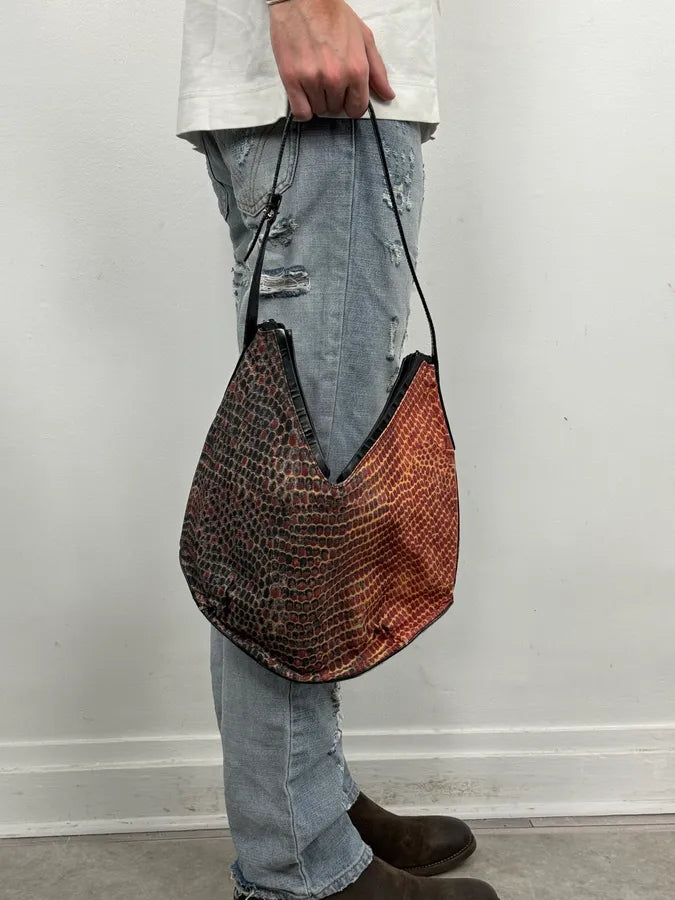 Roberto Cavalli Black Red Gradient Snakeskin Effect Hobo Bag  UqeCtHc 2