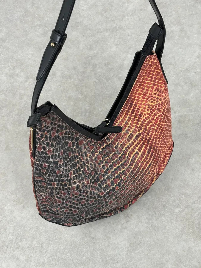 Roberto Cavalli Black Red Gradient Snakeskin Effect Hobo Bag  UqeCtHc 9