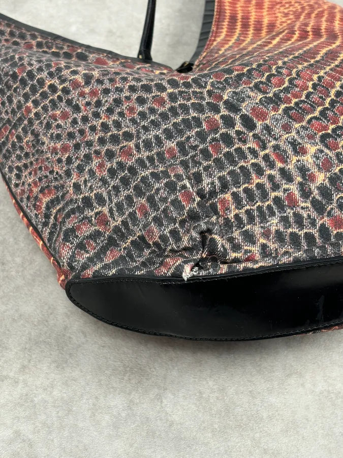 Roberto Cavalli Black Red Gradient Snakeskin Effect Hobo Bag  UqeCtHc 6