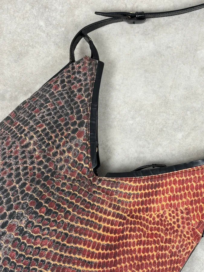 Roberto Cavalli Black Red Gradient Snakeskin Effect Hobo Bag  UqeCtHc 5
