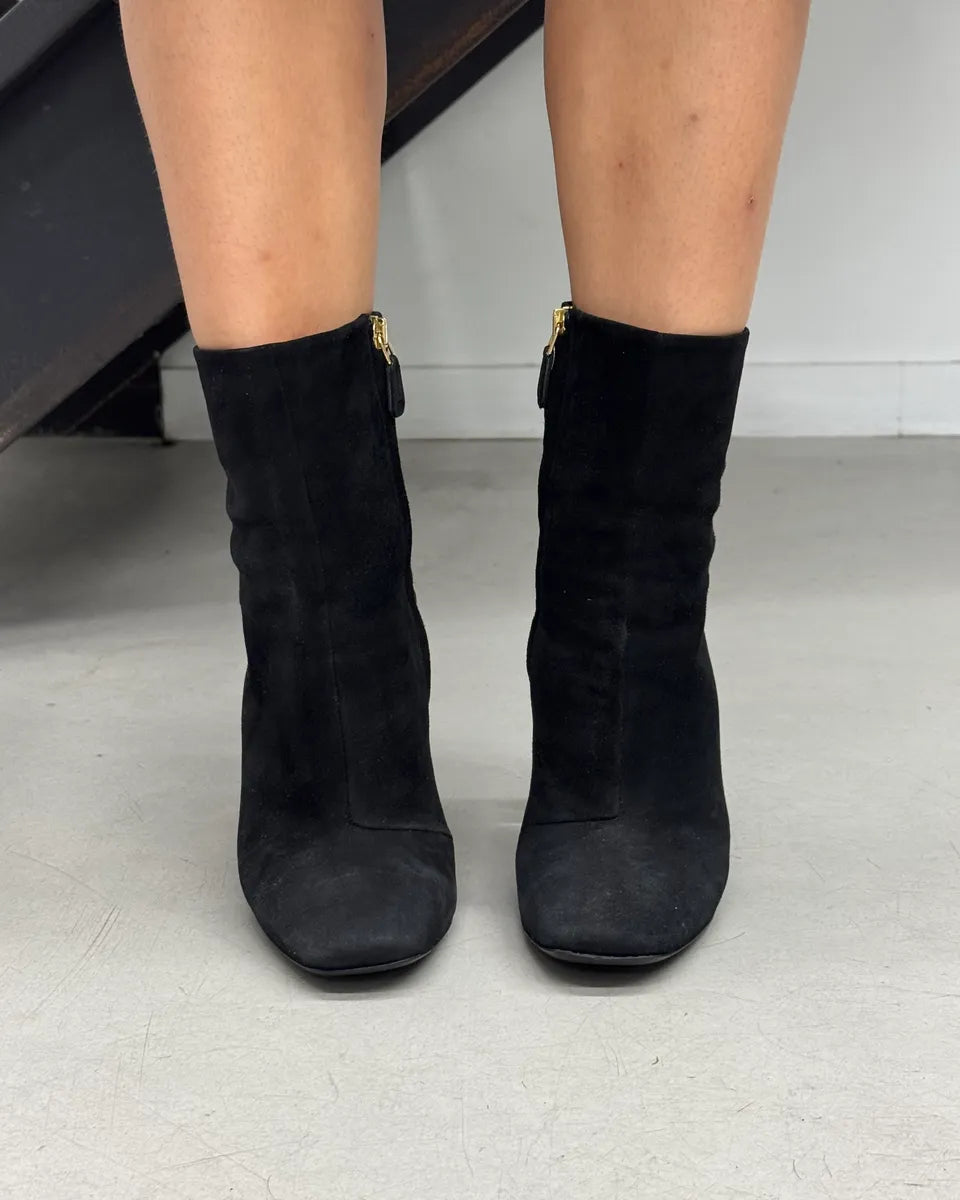Roberto Cavalli Black Suede Heel Floral Embellished Ankle Boots YPJHZdS 3