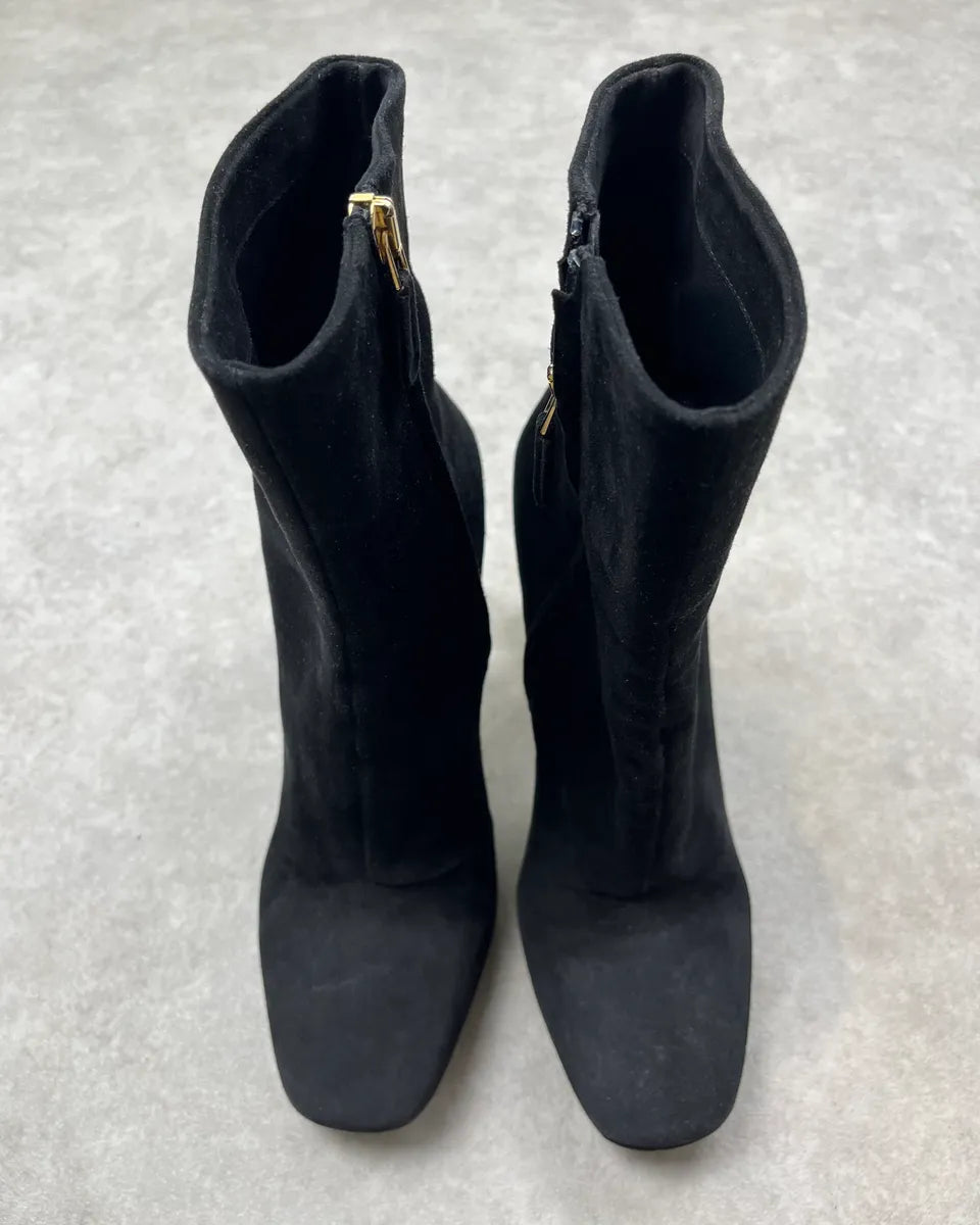 Roberto Cavalli Black Suede Heel Floral Embellished Ankle Boots YPJHZdS 9