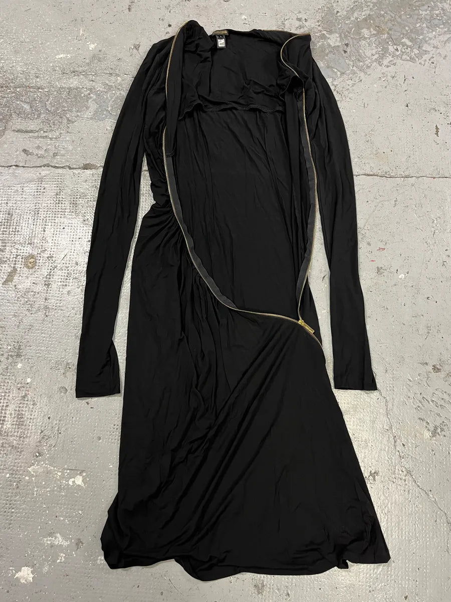 Roberto Cavalli Black Tornado Golden Zip Dress (L) DhfgSnW 11