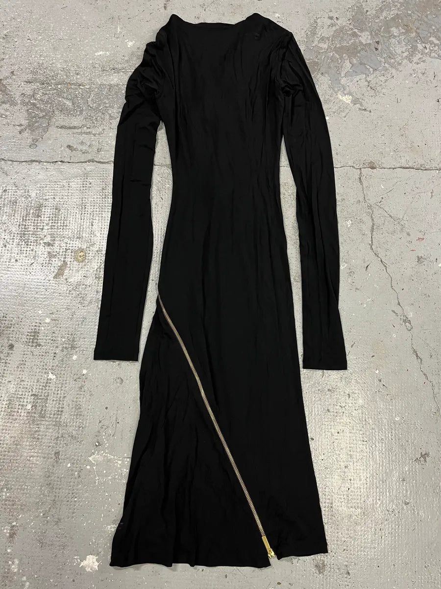 Roberto Cavalli Black Tornado Golden Zip Dress (L) DhfgSnW 4