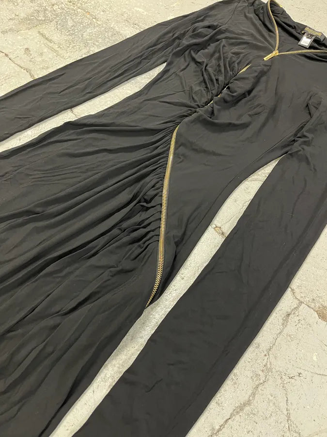 Roberto Cavalli Black Tornado Golden Zip Dress (L) DhfgSnW 7