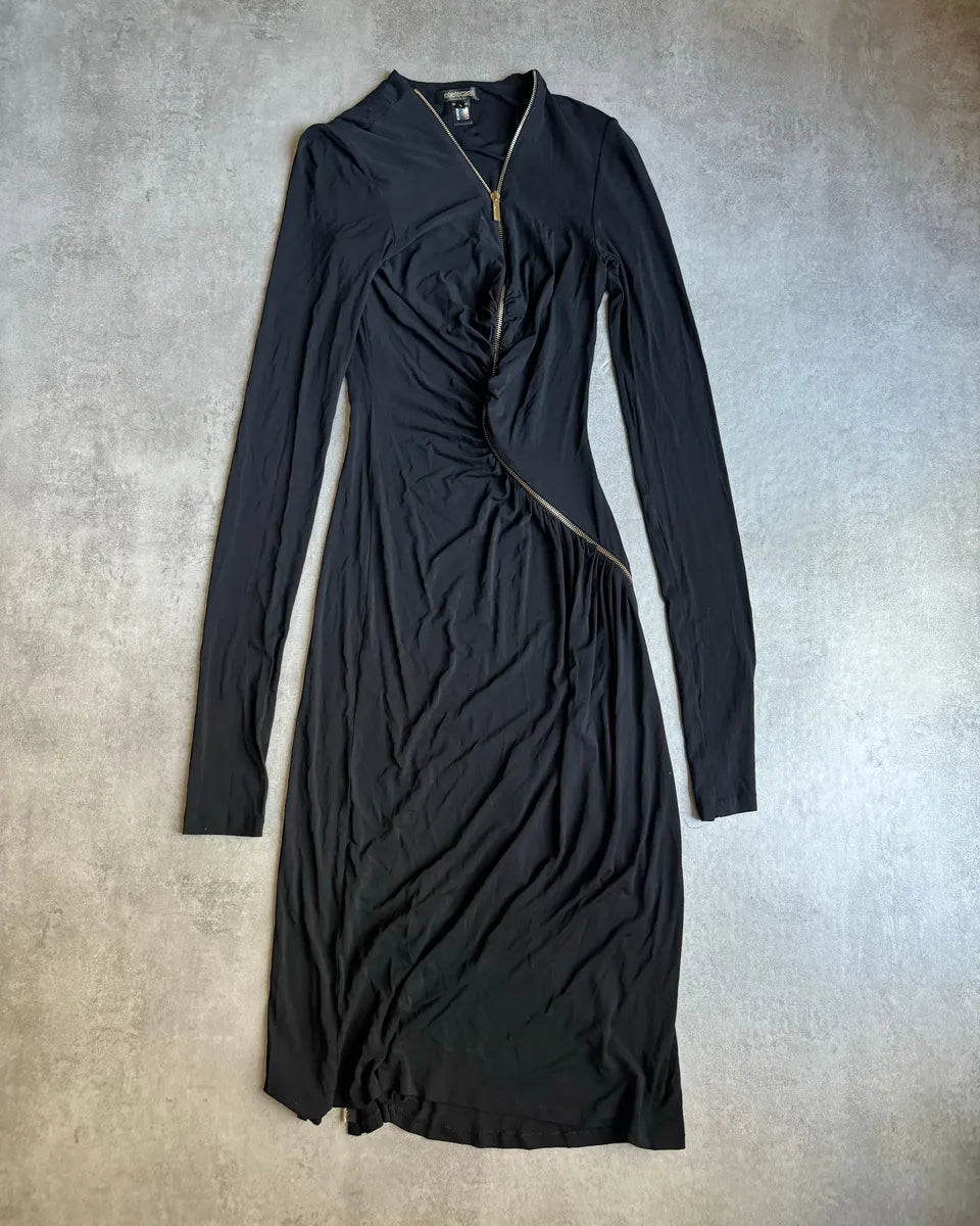 Roberto Cavalli Black Tornado Zip Knit Dress (L) PegSiNU 0