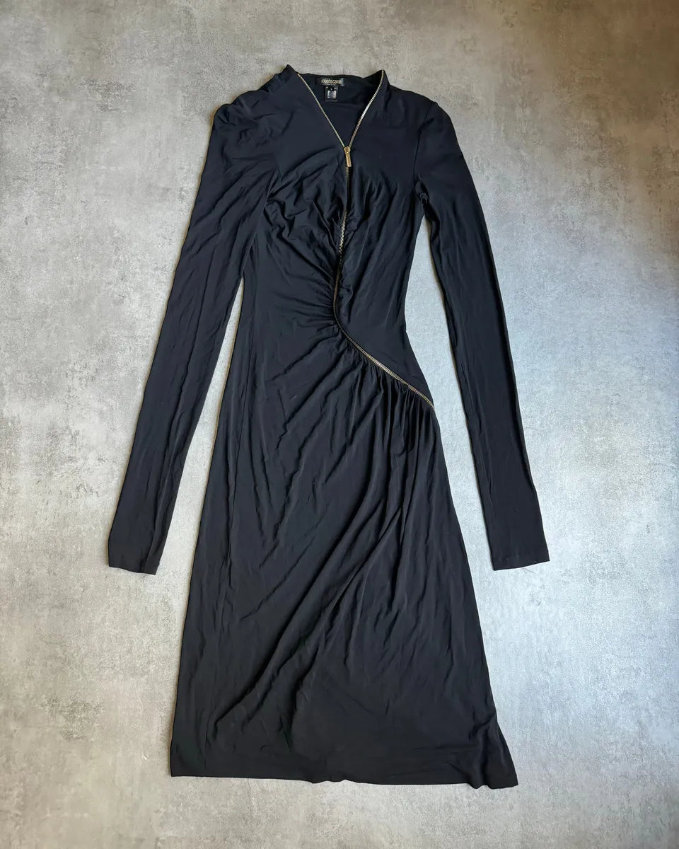 Roberto Cavalli Black Tornado Zip Knit Dress (L) PegSiNU 8