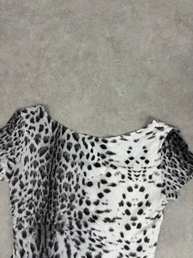 Roberto Cavalli Black White Leopard Print T-Shirt HjldJpr 5