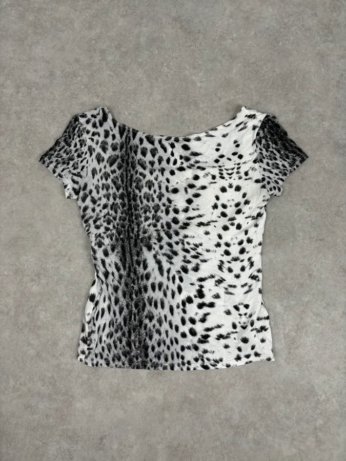 Roberto Cavalli Black White Leopard Print T-Shirt HjldJpr 4
