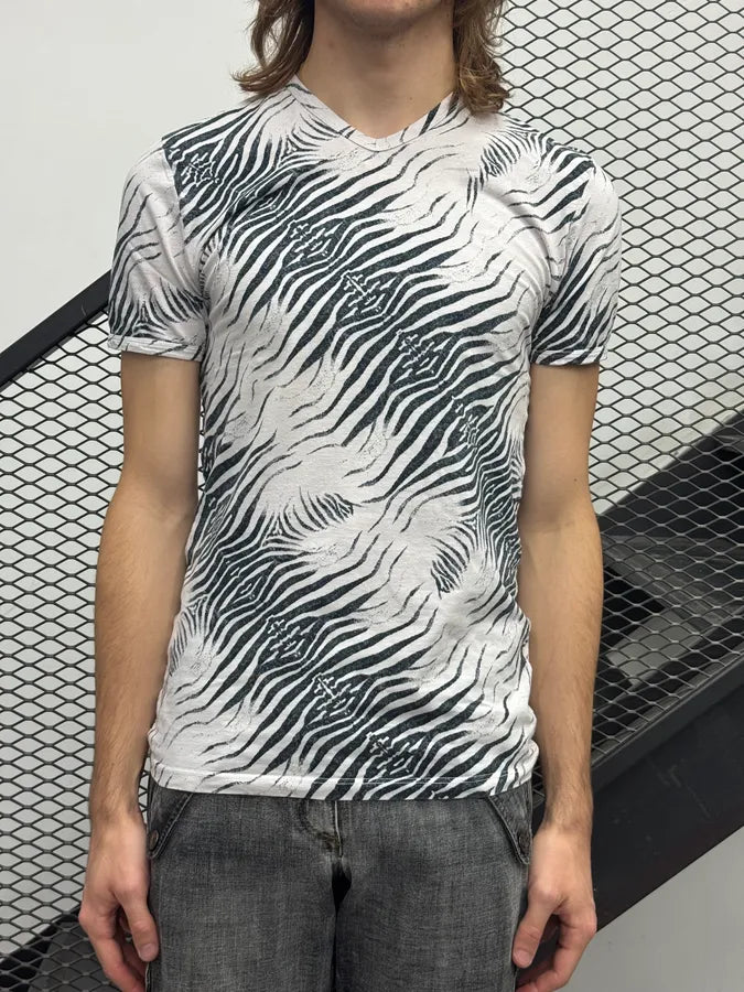 2000s Roberto Cavalli Black & White Zebra T-Shirt FzTkjti 0