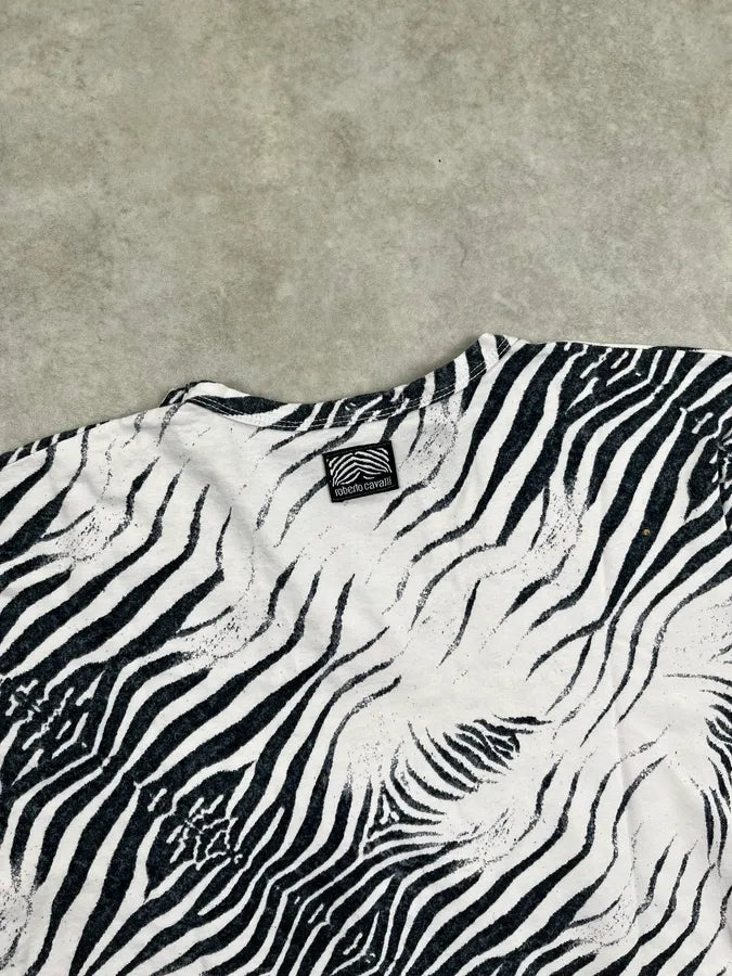 2000s Roberto Cavalli Black & White Zebra T-Shirt FzTkjti 5