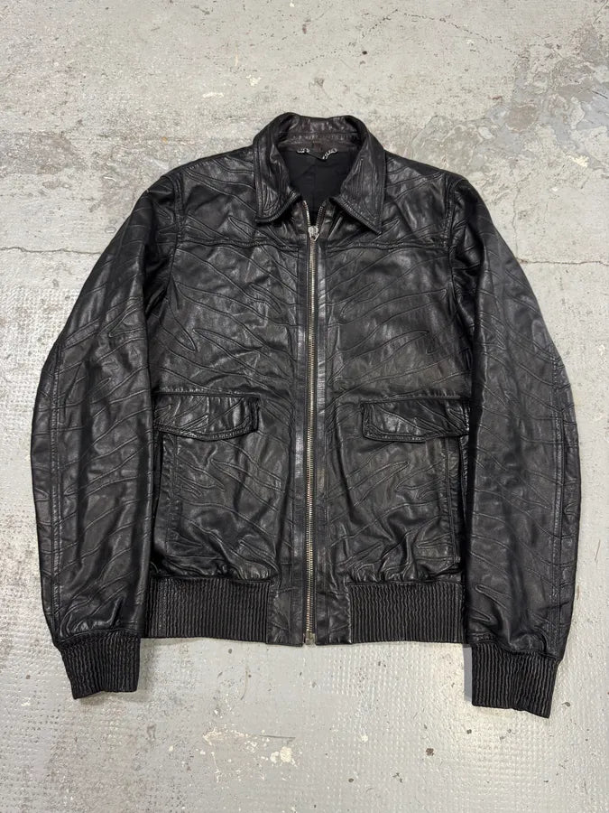 Roberto Cavalli Black Zebra Leather Jacket XklWvNa 0