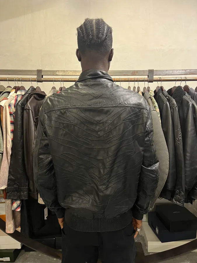 Roberto Cavalli Black Zebra Leather Jacket XklWvNa 2