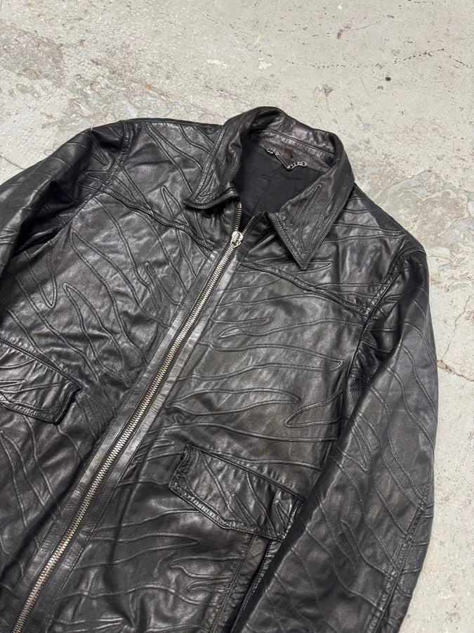 Roberto Cavalli Black Zebra Leather Jacket XklWvNa 3