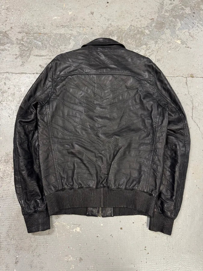 Roberto Cavalli Black Zebra Leather Jacket XklWvNa 4