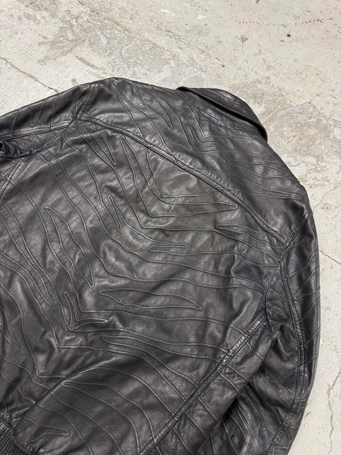 Roberto Cavalli Black Zebra Leather Jacket XklWvNa 5
