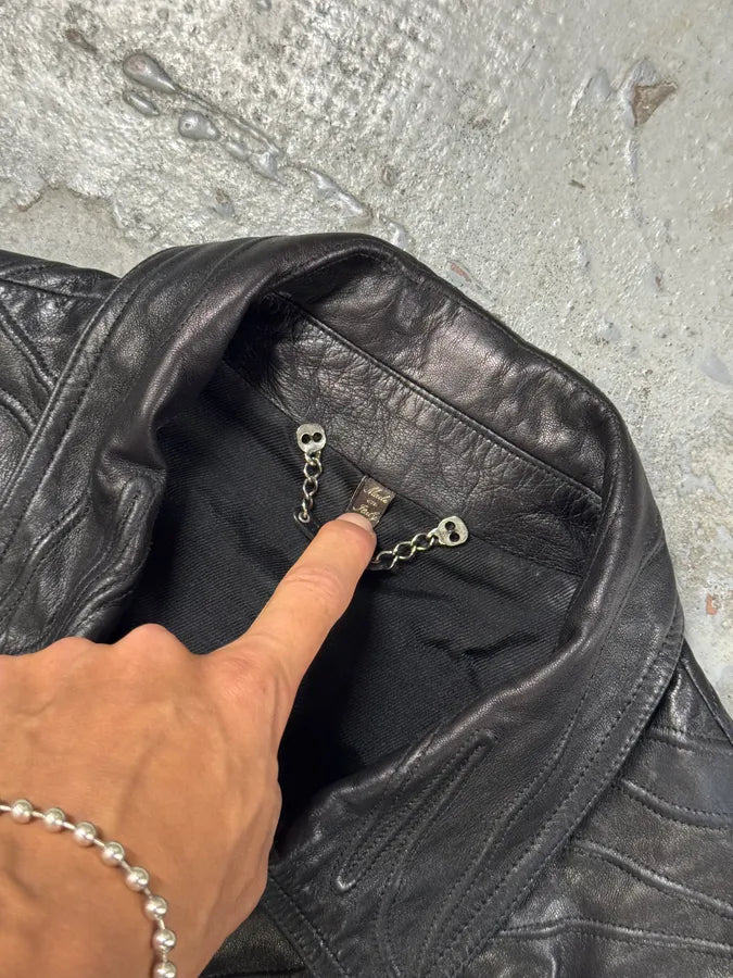 Roberto Cavalli Black Zebra Leather Jacket XklWvNa 6