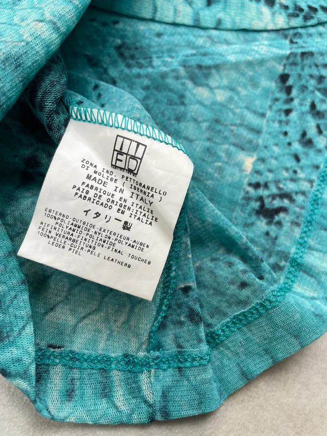 2000s Cavalli Blue Snakeskin Print Mesh Transparent Top FjudWAW 8