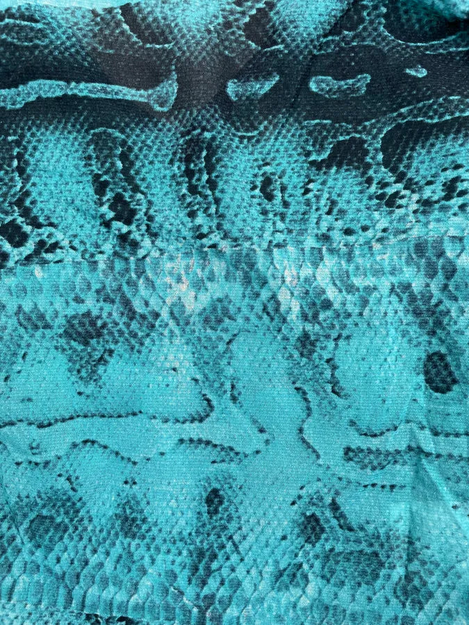2000s Cavalli Blue Snakeskin Print Mesh Transparent Top FjudWAW 5