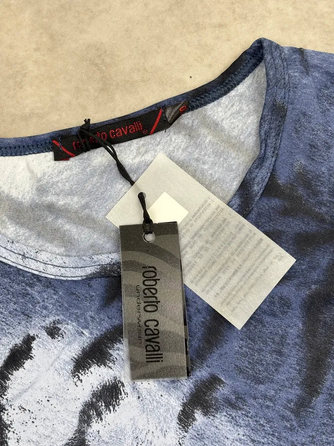 2000s Roberto Cavalli Blue Animal Zebra T-Shirt wkjkGUb 8